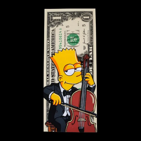 BARTO CELLO — œuvre peinte sur billets par TOONS RENAISSANCE