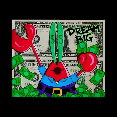DREAM BIG — œuvre peinte sur billets par TOONS RENAISSANCE