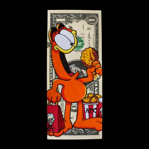 CRISPY DOLLAR — œuvre peinte sur billets par TOONS RENAISSANCE