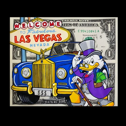 WELCOME TO LAS VEGAS — œuvre peinte sur billets par TOONS RENAISSANCE