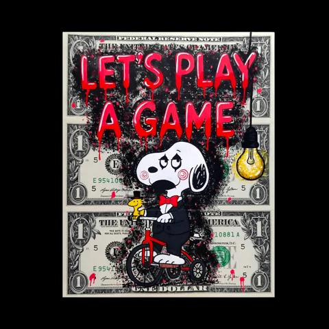 Let’s Play a Game — œuvre peinte sur billets par TOONS RENAISSANCE