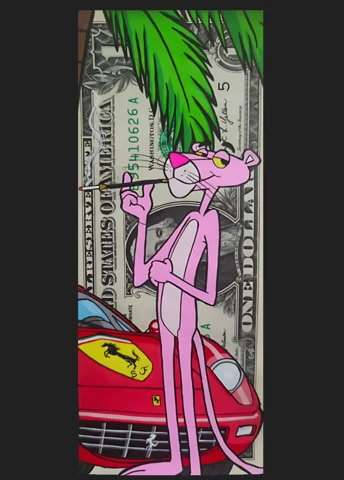 Miami Vice — œuvre peinte sur billets par TOONS RENAISSANCE
