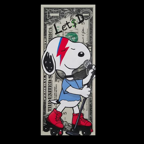 LET’S DANCE — œuvre peinte sur billets par TOONS RENAISSANCE